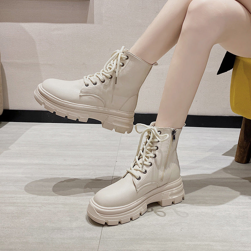 Platform Ankle White Combat Boots