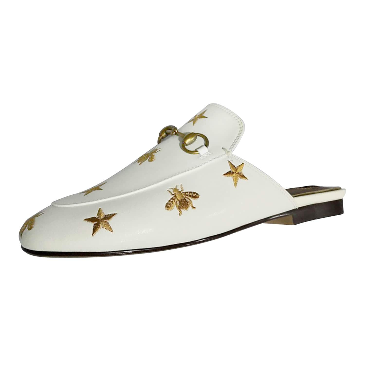 Heart Metal Buckle Embroidery Pattern Mules