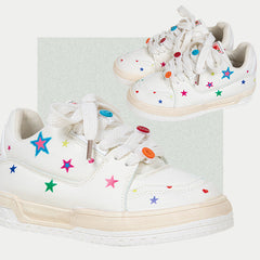 Star Print Lace-Up Platform Sneakers