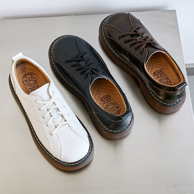 Platform Oxfords Shoes Lace Up Flats Leather Shoes