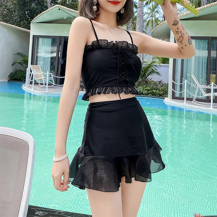 Cute Lace Up Swimdress Swimwear