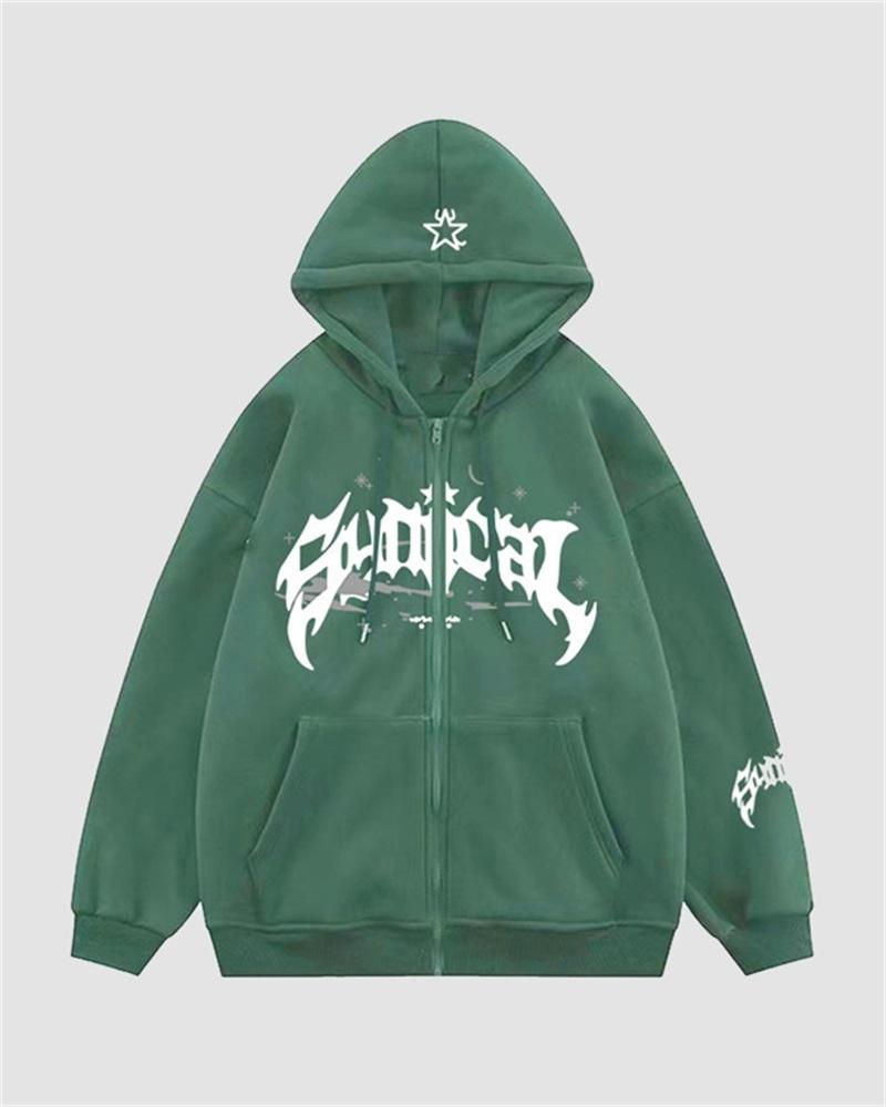 Gothic Letter Print Hoodie
