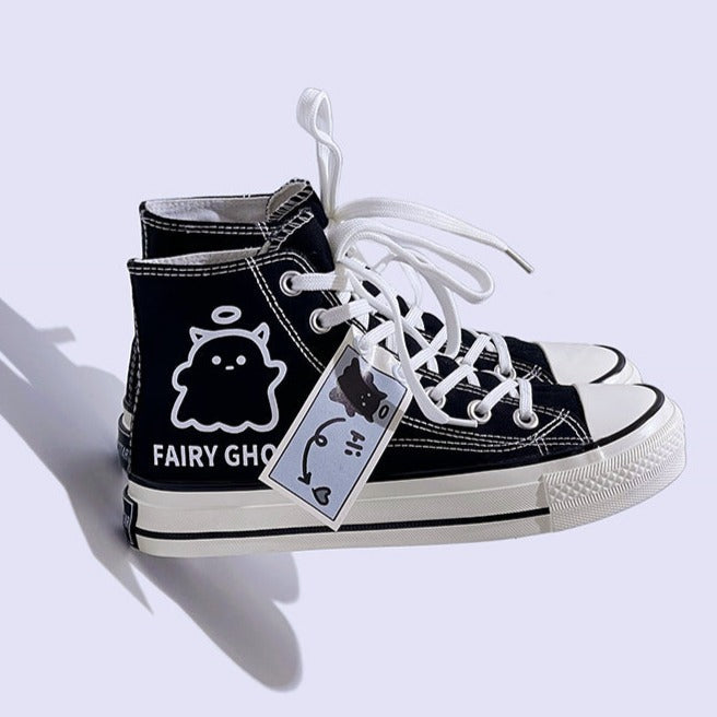 Mens Students Fairy Ghost High Top Canvas Sneakers