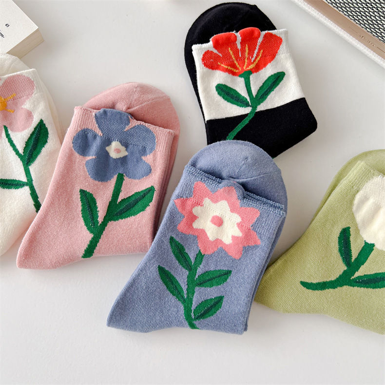 Cute Flowers Candy Color Socks