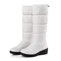 Water-proof Antiskid Knee High Snow Boots Wedge Heels for Woman