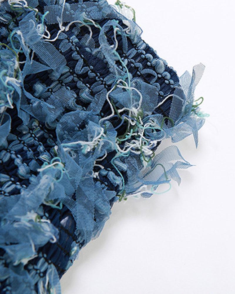 Ripped Ruffles Crop Top & Skirt Coord Set