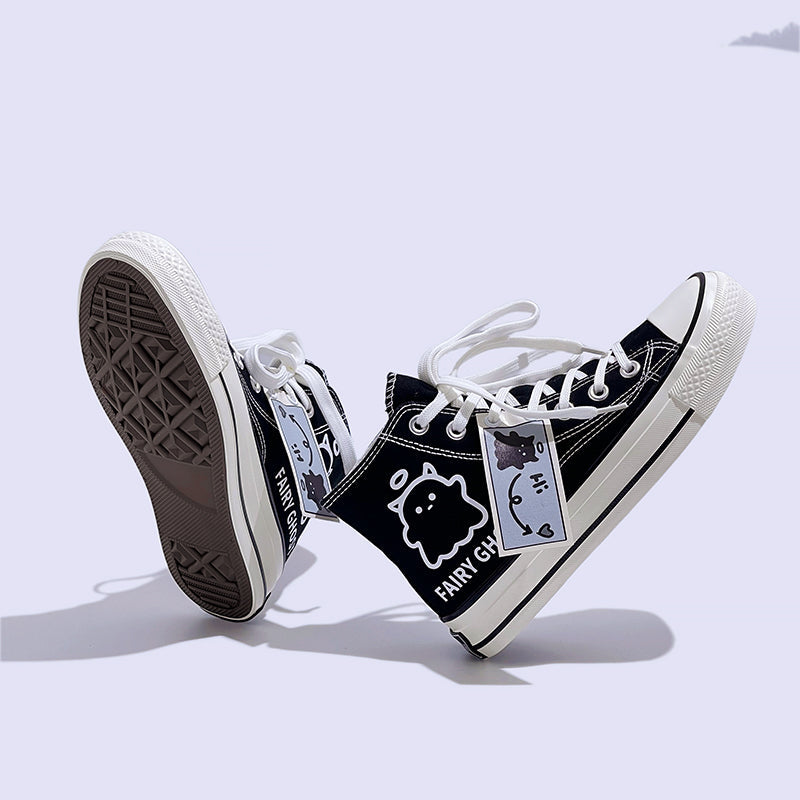 Mens Students Fairy Ghost High Top Canvas Sneakers