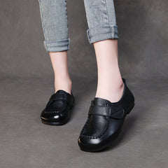 Handmade Velcro Loafers Leather Comfort Flat Mother Shoes
