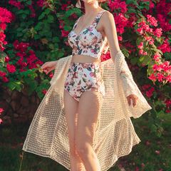 Traje de baño de verano con estampado de camisola, conjunto de bikini push up, ropa de playa