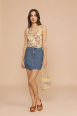 Flora Embroidered Straw Bucket Bag