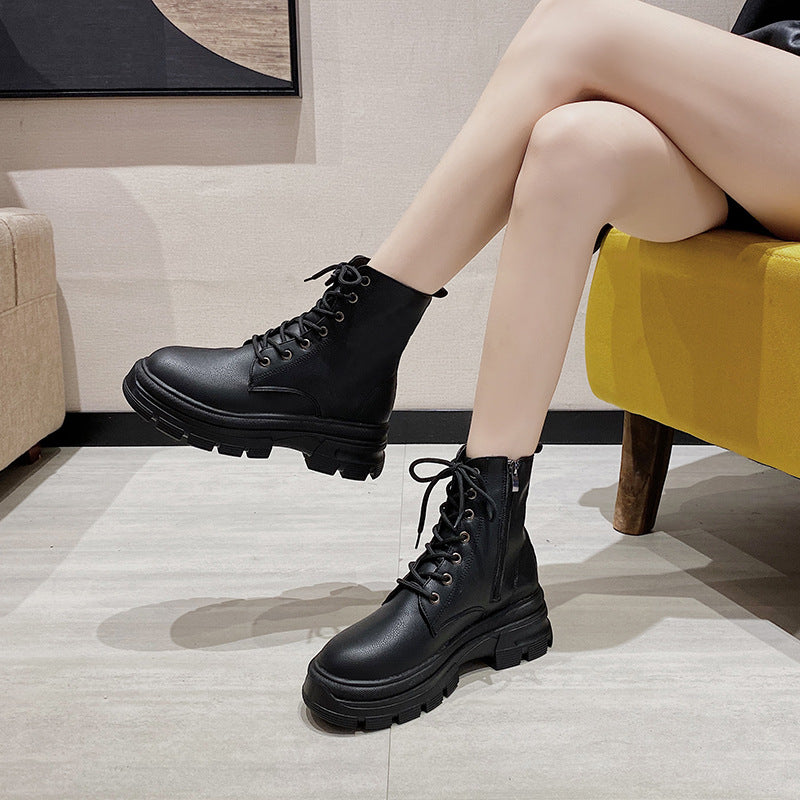 Platform Ankle White Combat Boots