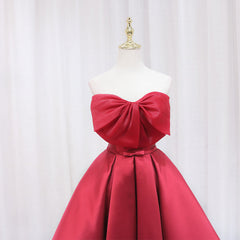 Big Bow Pleated Satin Homecoming Dress With Off Shoulder