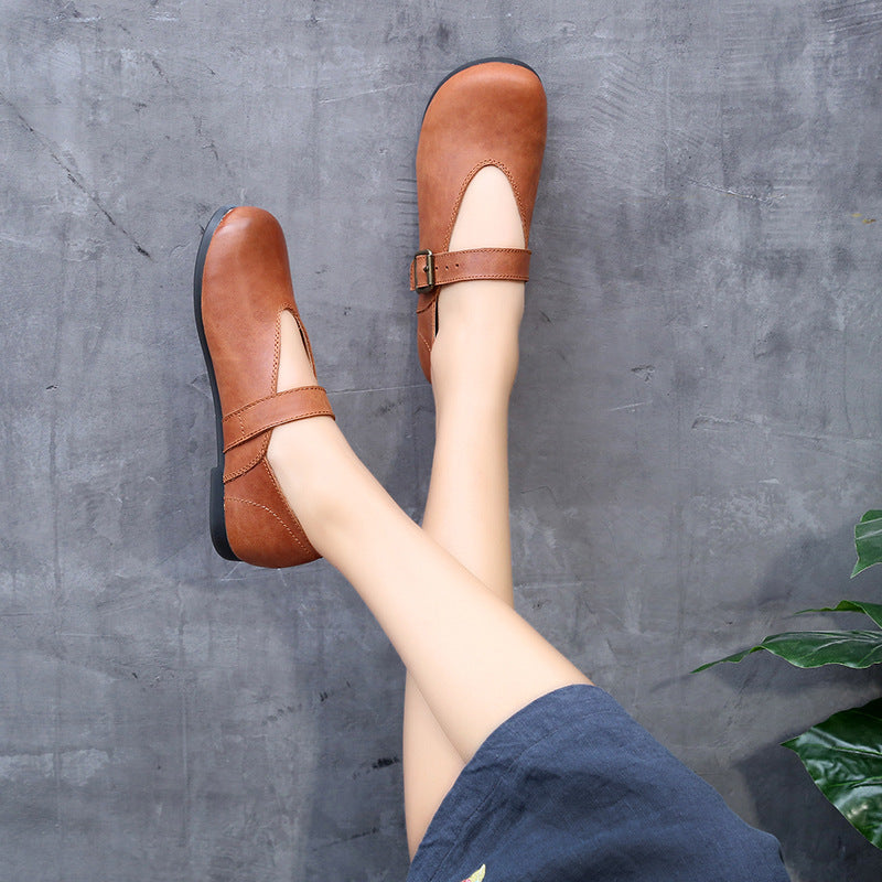 Retro Soft Leather Handmade Flat Shoes