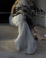 Soft Woolen Knitted Maxi Skirt