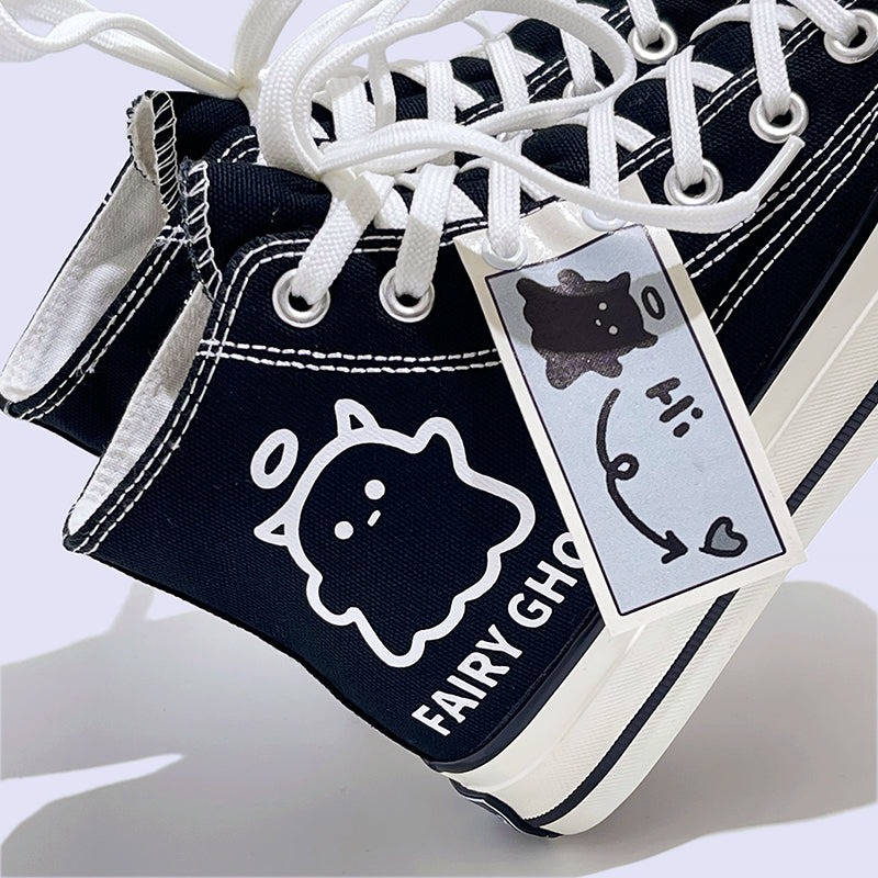 Mens Students Fairy Ghost High Top Canvas Sneakers