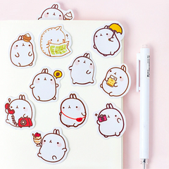 3pcs Molang Paper Stickers