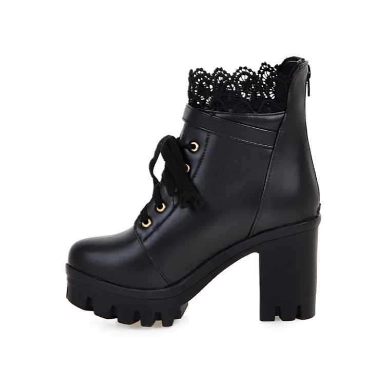 Punk Laces Chunky Heel Lace Up Boots