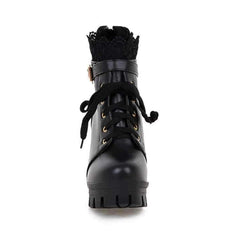 Punk Laces Chunky Heel Lace Up Boots