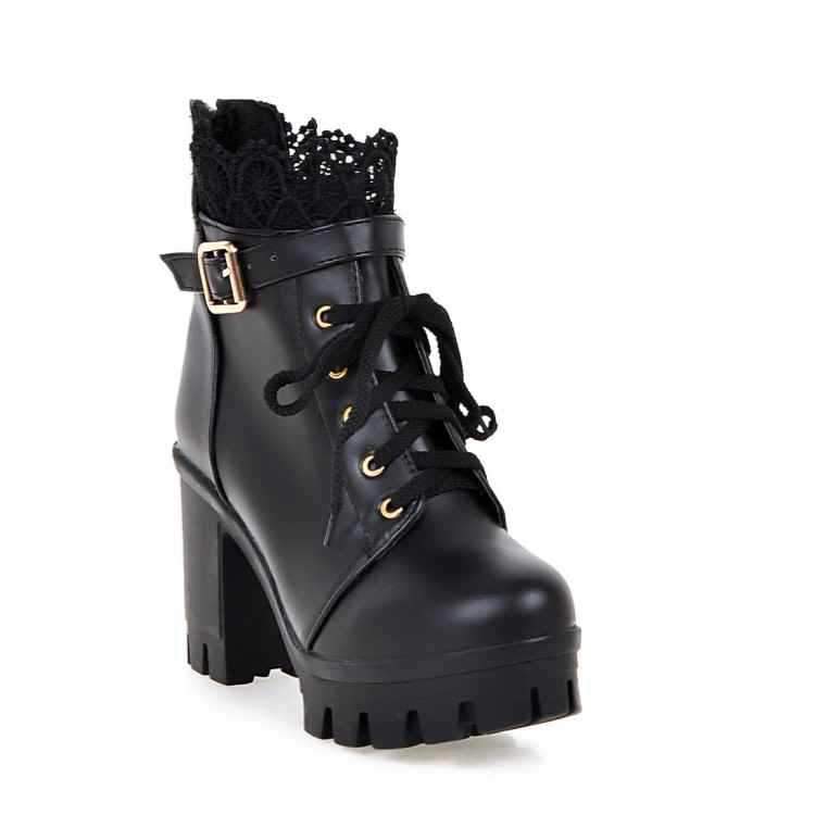 Punk Laces Chunky Heel Lace Up Boots