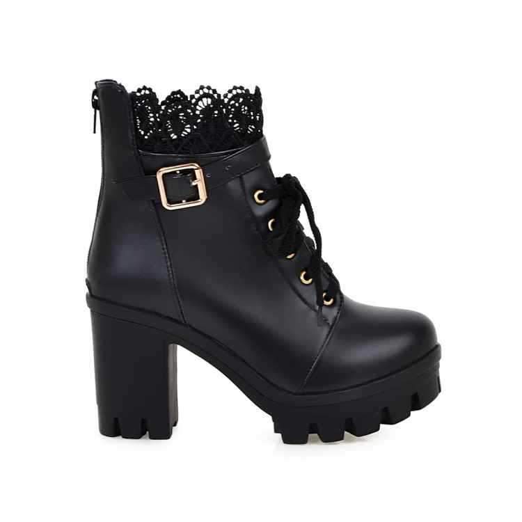 Punk Laces Chunky Heel Lace Up Boots