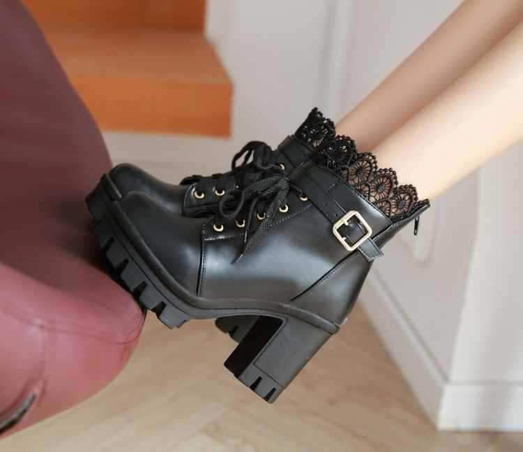 Punk Laces Chunky Heel Lace Up Boots