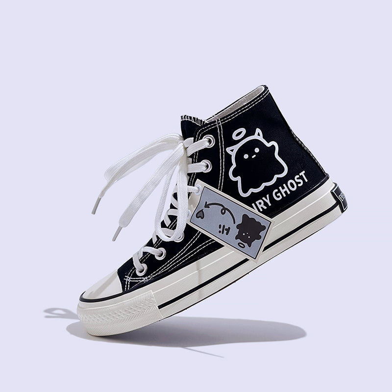 Mens Students Fairy Ghost High Top Canvas Sneakers