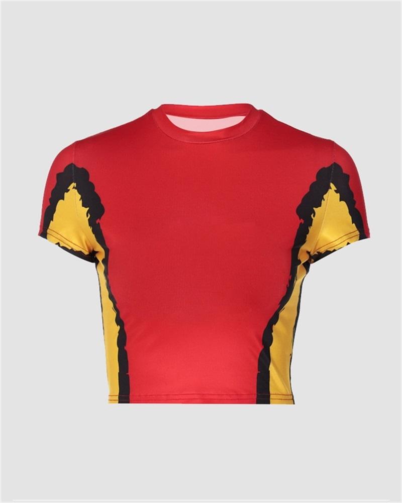 Sporty Contrasting Cropped T-Shirt