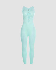 See-Through Lace Cut Out Sleeveless Jumpsuit