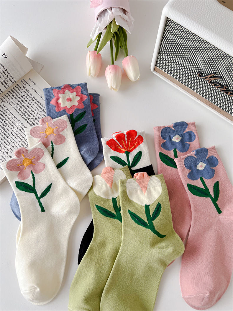 Cute Flowers Candy Color Socks