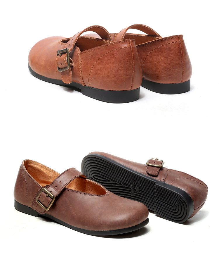 Retro Soft Leather Handmade Flat Shoes
