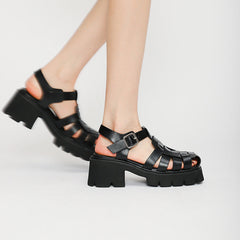 Platform Chunky Heels Sandals Gladiator Fisherman Y2K Shoes