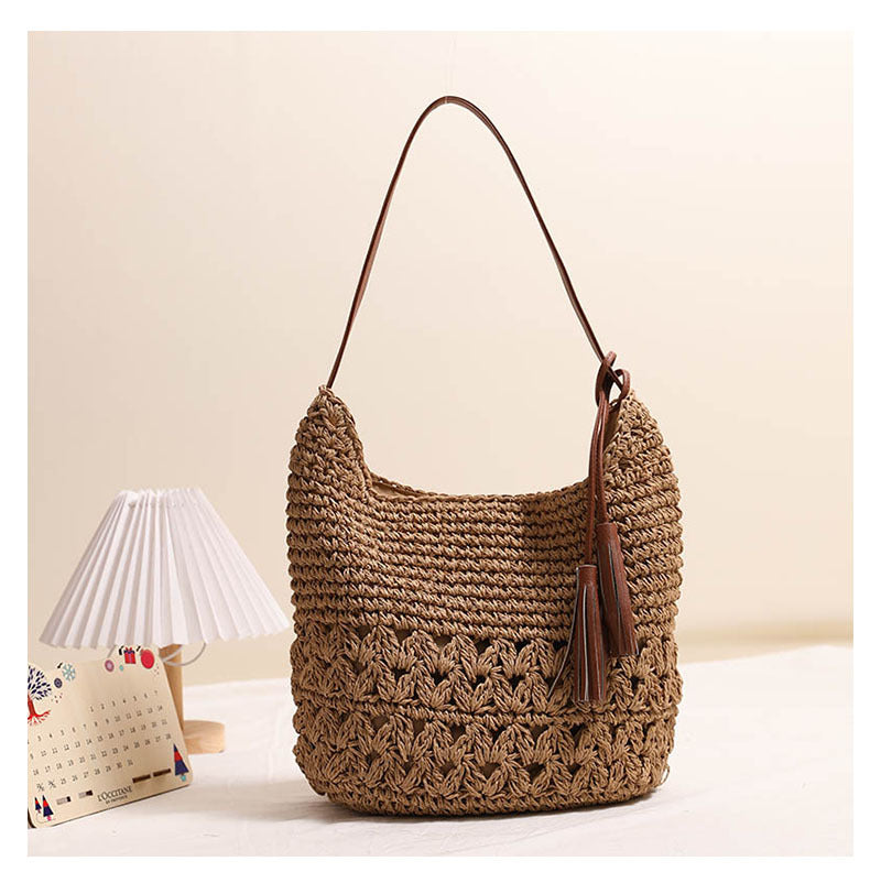 Elena Woven Tassel Shoulder Bag