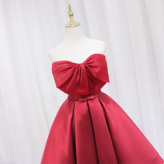 Big Bow Pleated Satin Homecoming Dress With Off Shoulder