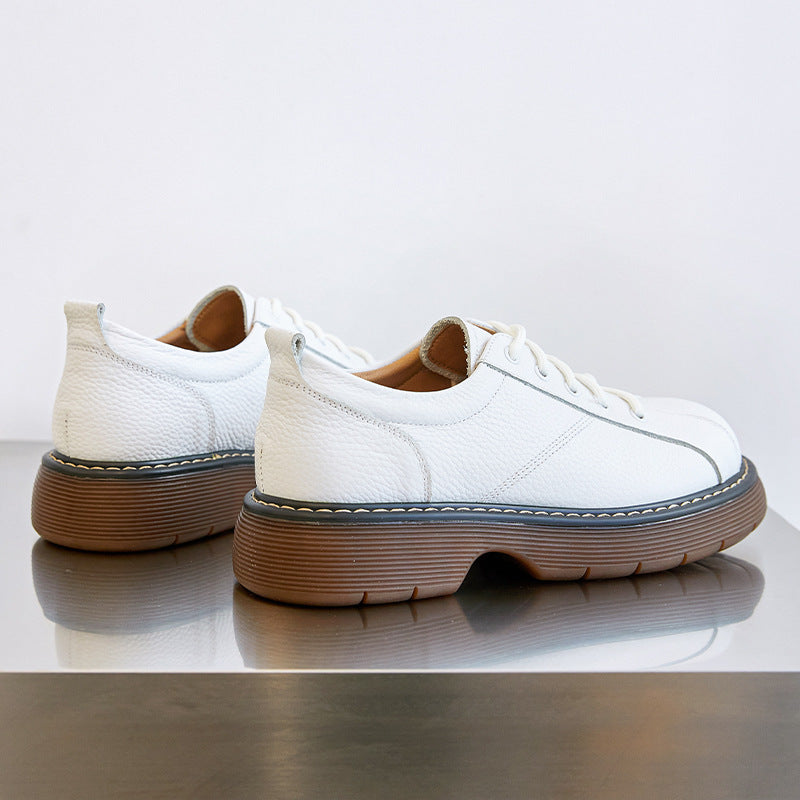 Platform Oxfords Shoes Lace Up Flats Leather Shoes