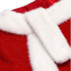 Red Solid Plush Christmas Dress