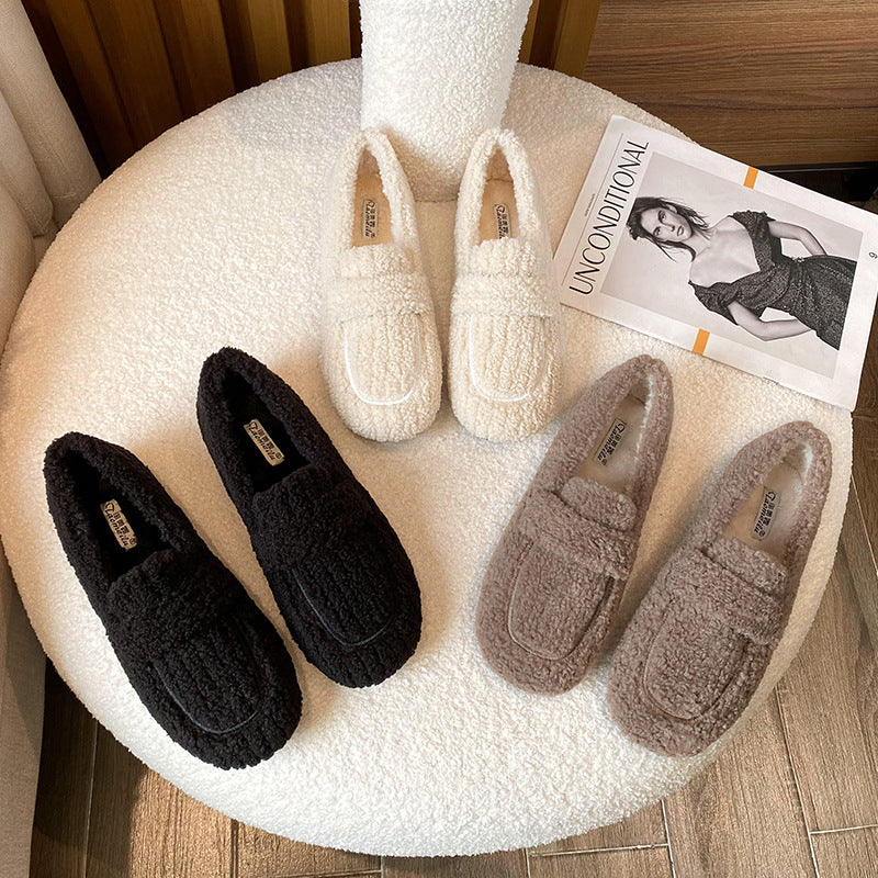 Cute Winter Warm & Soft Plush Fur Loafers Shoes