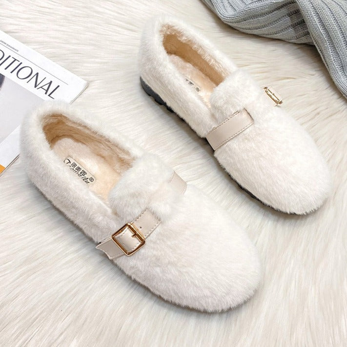 Warm Soft Plush Fur Winter Loafers Shoes
