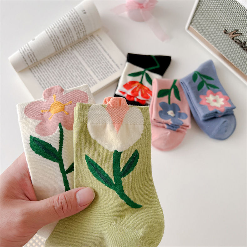 Cute Flowers Candy Color Socks