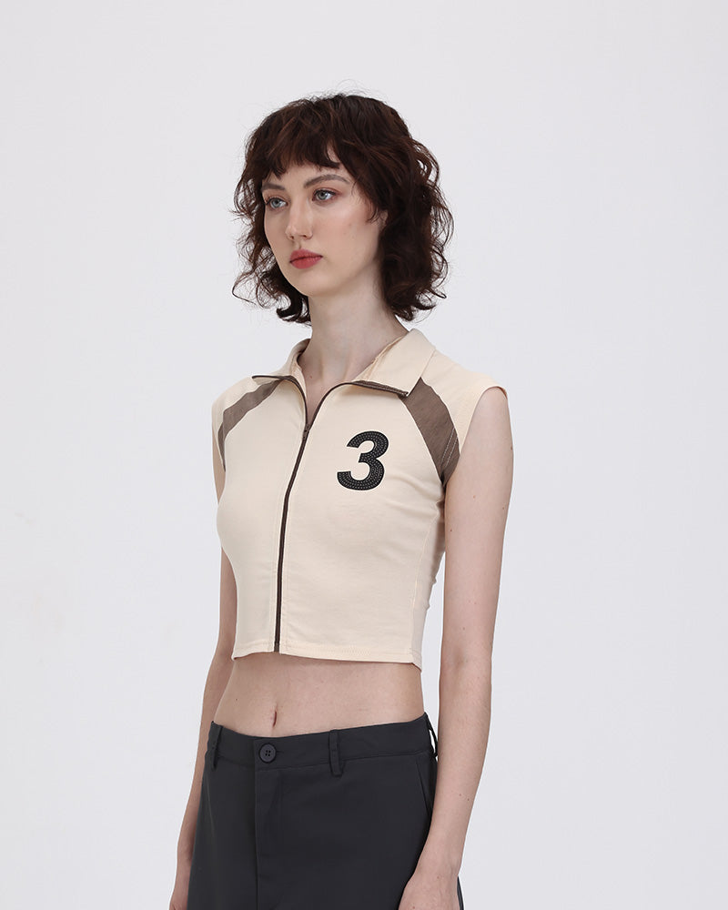 Number 3 Retro Zip Top