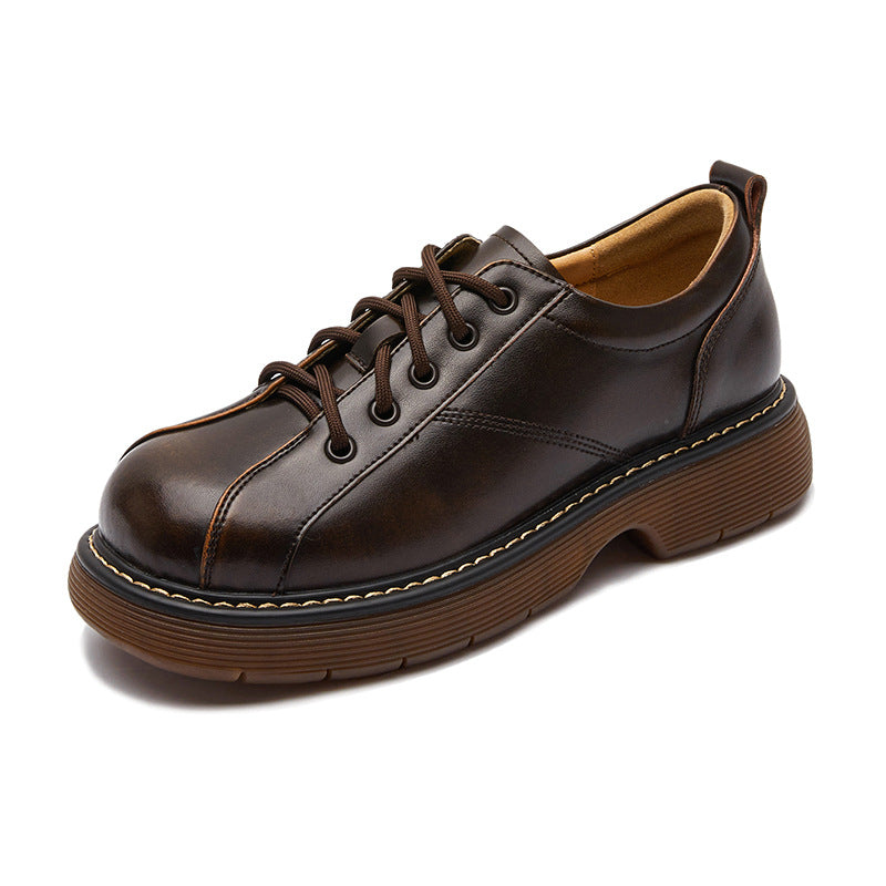 Platform Oxfords Shoes Lace Up Flats Leather Shoes