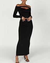 Off-Shoulder Casual Skirt Coord Set