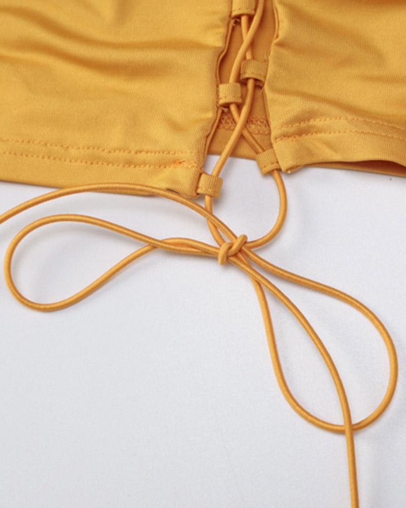 Shoelace Tying Skirt Coord Set