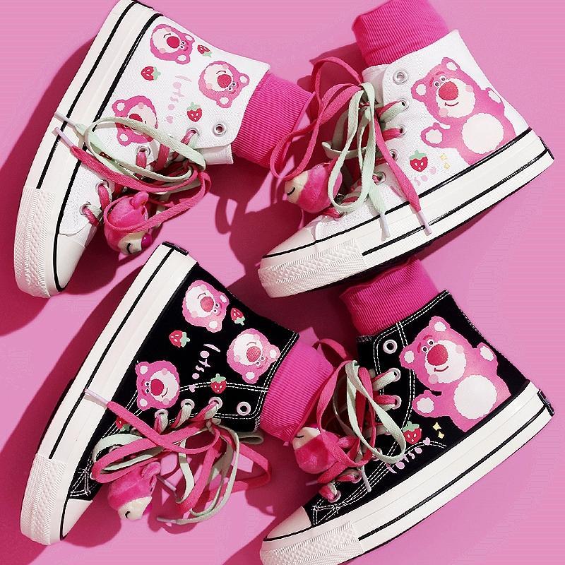 Teenagers Cute Bear High-top Canvas Shoes