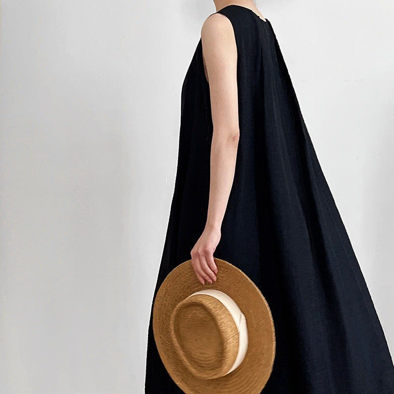 Vestido plisado sin mangas para vacaciones