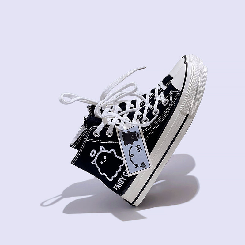 Mens Students Fairy Ghost High Top Canvas Sneakers