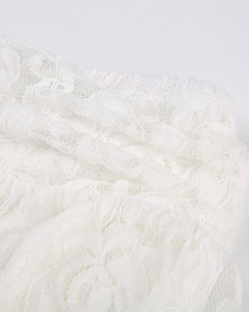 Lacerta Asymmetrical Ruffle Lace Skirt