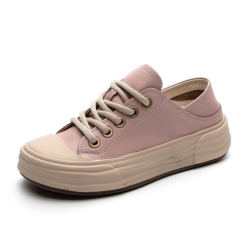 Soft Leather Comfortable Casual Platform Sneakers for Women