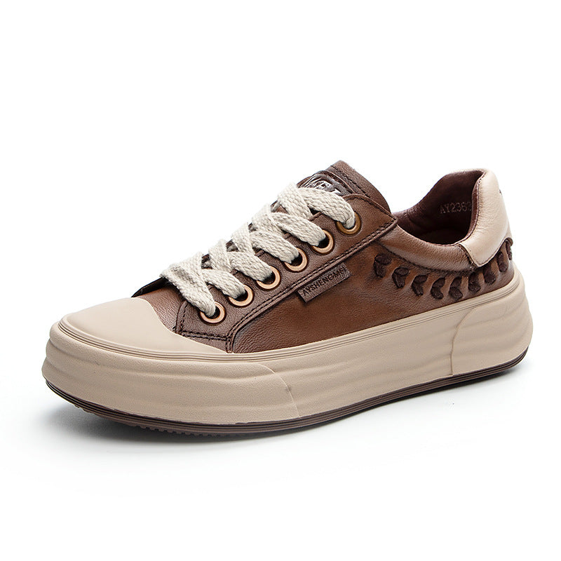 Leather Comfortable Casual Platform Sneakers for Women