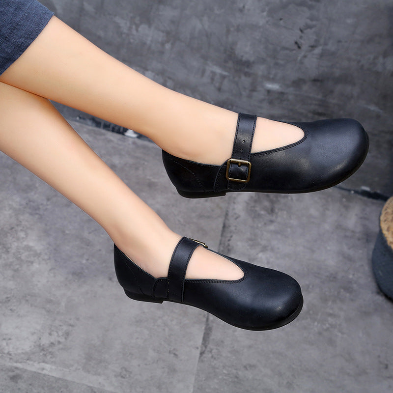Retro Soft Leather Handmade Flat Shoes