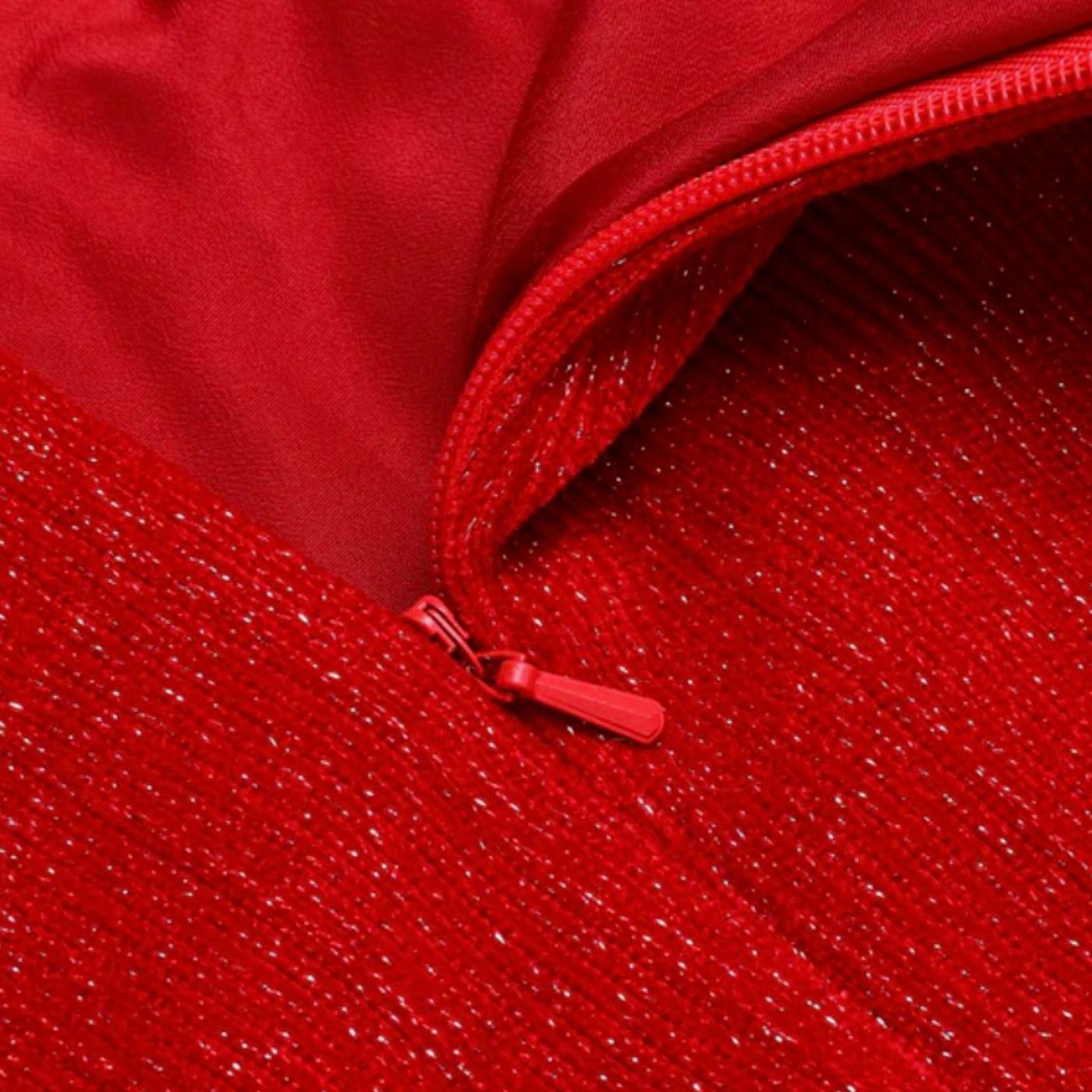 Red Solid Plush Christmas Dress